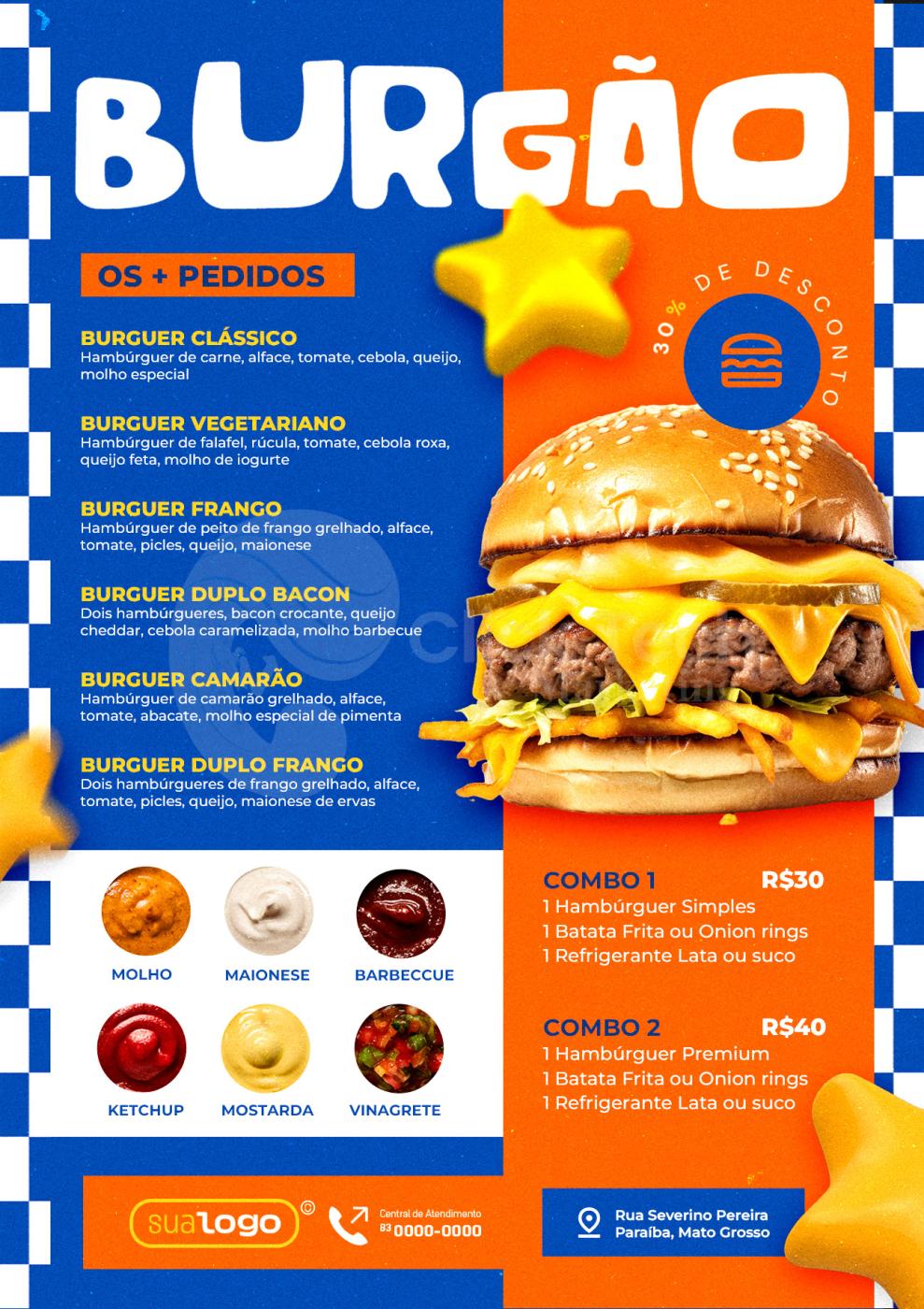 Cardápio hamburgueria