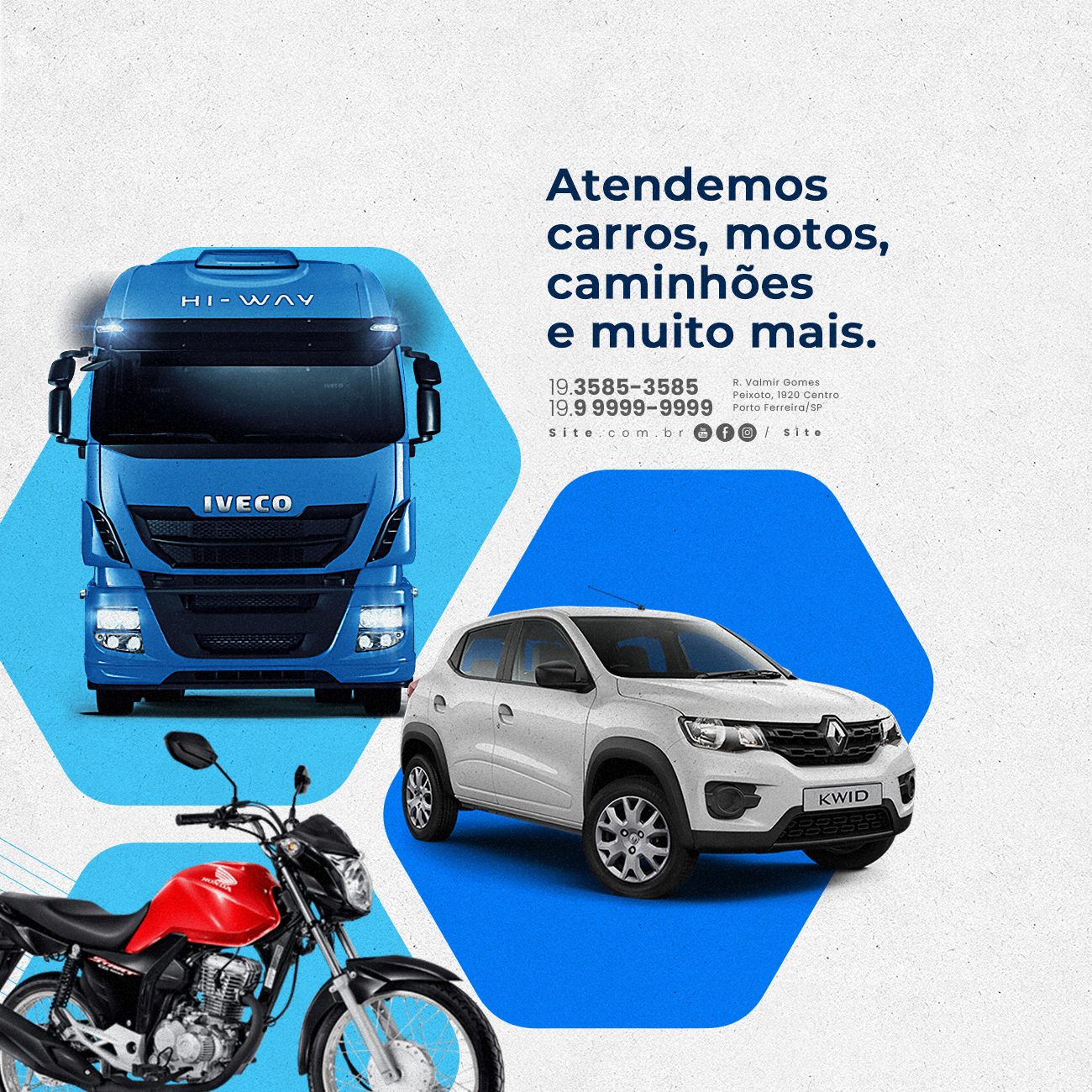 Atendemos carros motos e caminhões