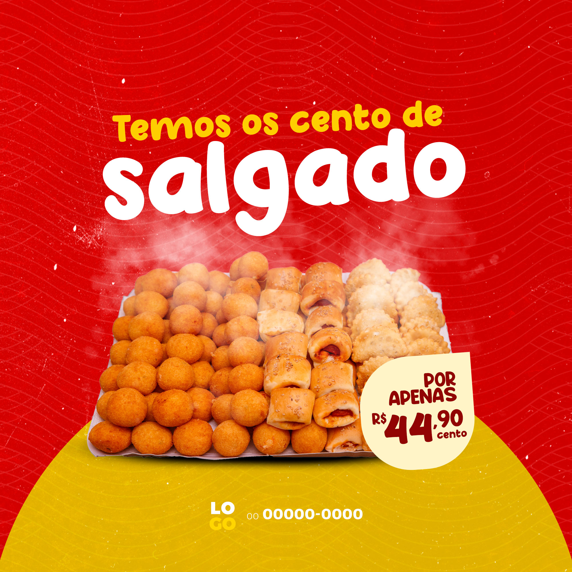 Temos o cento de salgado